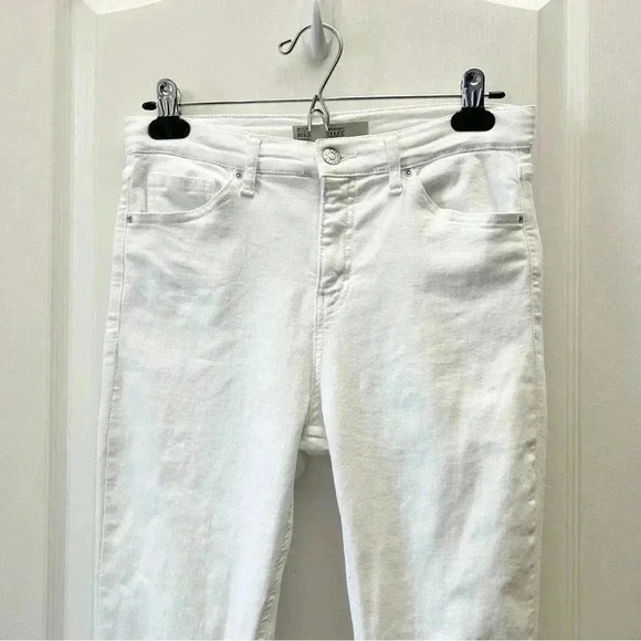 Topshop Jamie High Rise Skinny Jeans White  Ankle Cropped Raw Hem Size 26 - Picture 5 of 14